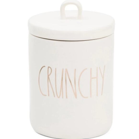NEW Rae Dunn “Crunchy” Loop Lid Canister Ceramic with Gold - Picture 1 of 2